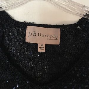 Ladies Philosophy, navy blue, sequin blouse. XS.